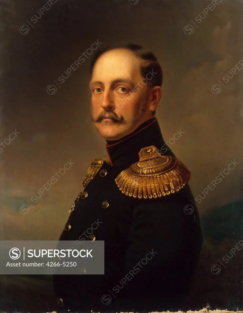 Portrait of Tsar Nicholas I by Horace Vernet, oil on canvas, 1830s, 1789-1863, Russia, St. Petersburg, State Hermitage, 55x46