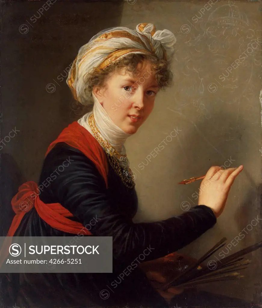 Self-portrait by Marie Louise Elisabeth Vigee-Lebrun, oil on canvas, 1800, 1755-1842, Russia, St. Petersburg, State Hermitage, 78, 5x68