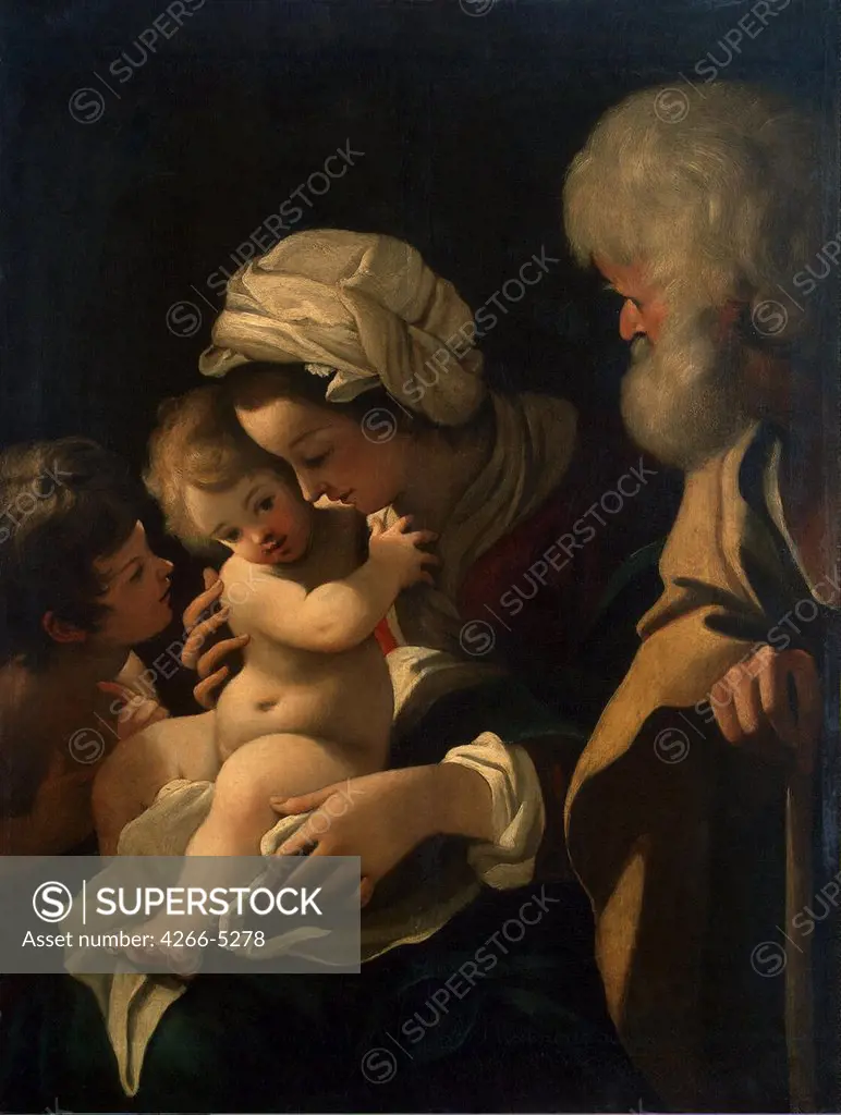 Holy Family with John the Baptist by Bartolomeo Schedone, oil on canvas, 1570-1615, Russia, St. Petersburg, State Hermitage, 65, 7x50