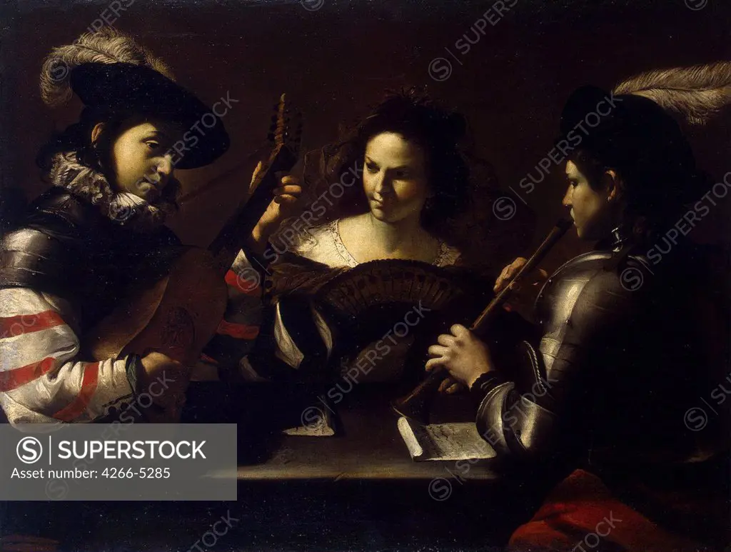 Musicians by Mattia Preti, Oil on canvas, circa 1630, 1613-1699, Russia, St. Petersburg, State Hermitage, 110x147