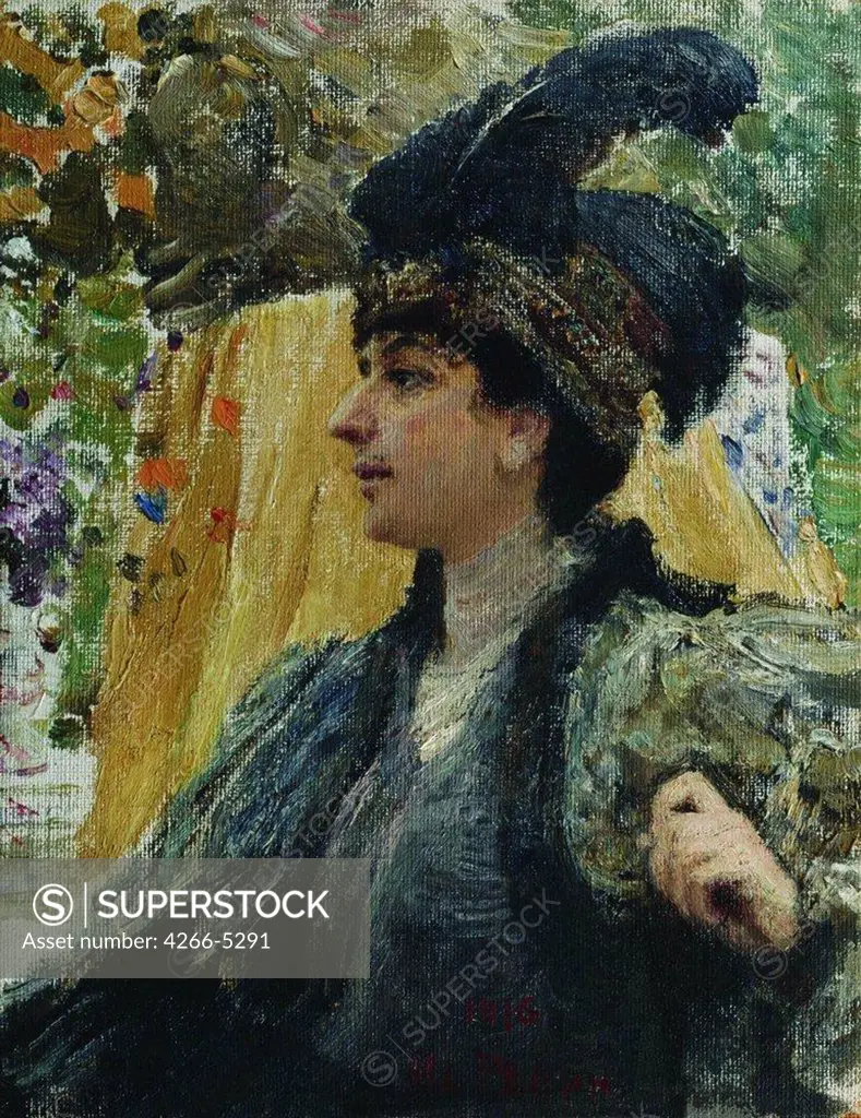 Portrait of painter Vera Verevkina by Ilya Yefimovich Repin, Oil on canvas, 1916, 1844-1930, Russia, Perm, Regional Art Gallery, 65x57