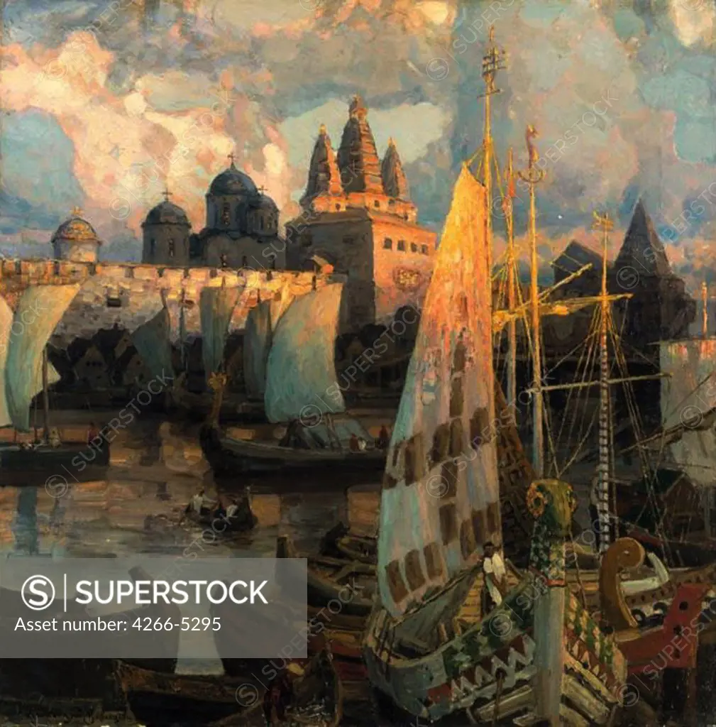 Townscape by Appolinari Mikhaylovich Vasnetsov, Oil on canvas, 1902, 1856-1933, Private Collection