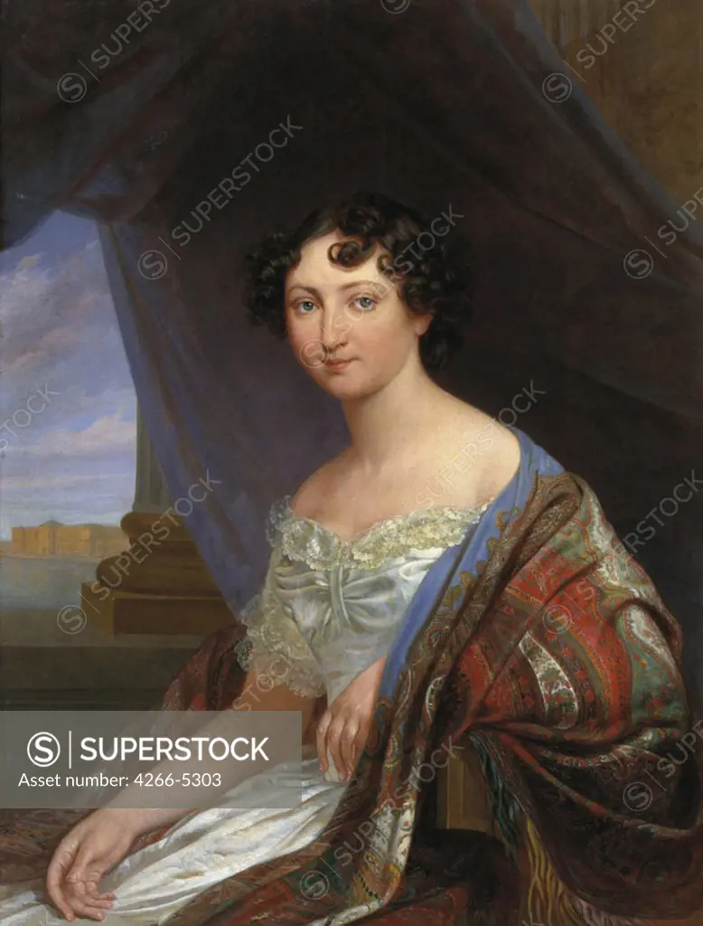 Portrait of duchess Anna Pavlovna by Philipp Osipovich Budkin, Oil on canvas, 1846, 1806-1850, Kazakhstan, Almaty, State Art Museum of Kazakh Republic