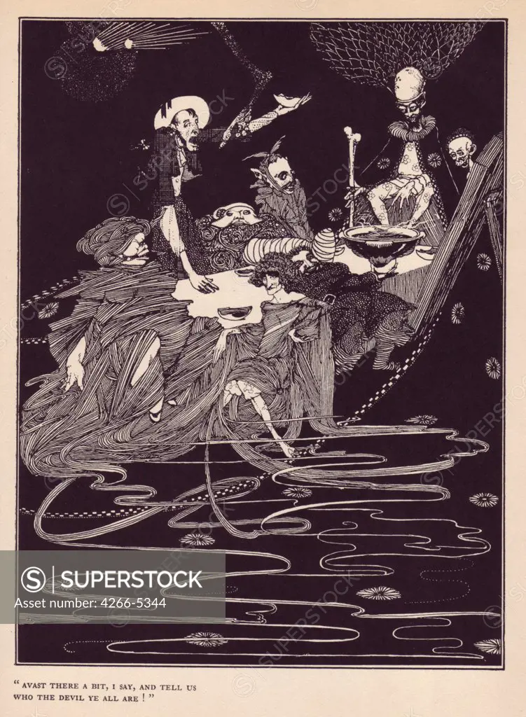 Illustration from Edgar Allan Poe book by Harry Clarke, Lithograph, 1919, 1889-1931, Private Collection