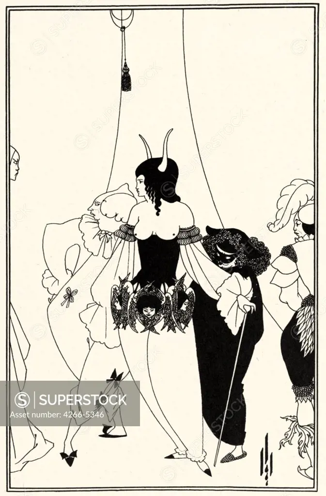 Illustration from Edgar Allan Poe book by Aubrey Beardsley, Ink on paper, 1894-1895, 1872-1898, Private Collection