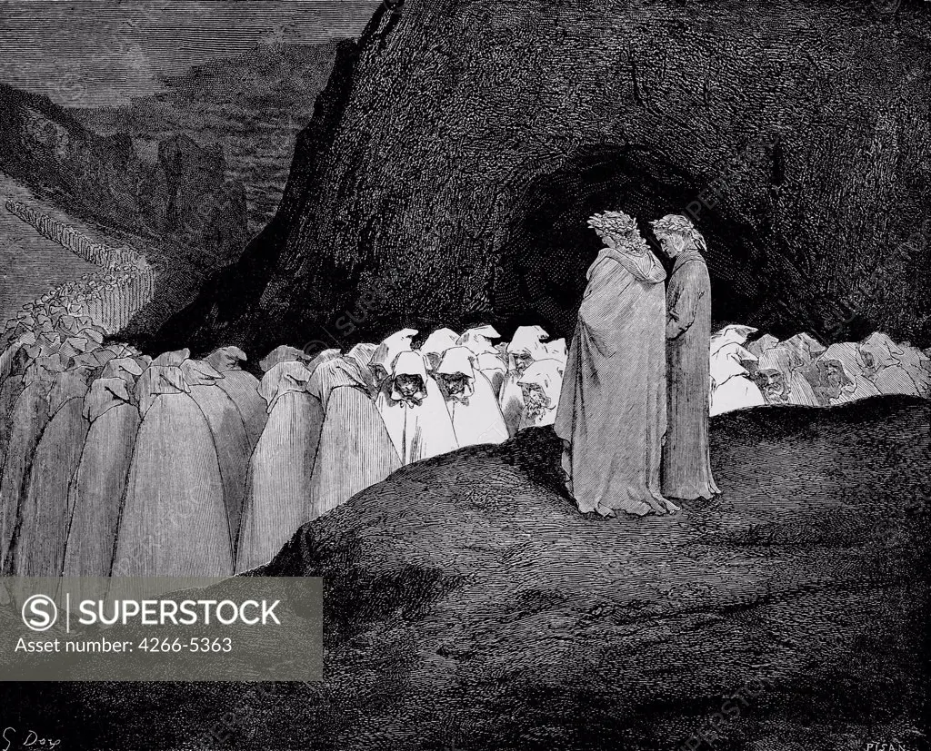 Last Judgment by Gustave Dore, Woodcut, 1861, 1832-1883, Private Collection