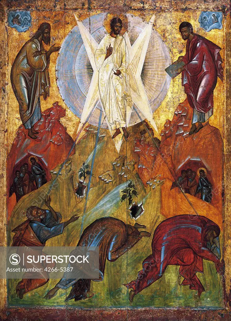 Transfiguration of Jesus by Theophanes the Greek, Tempera on panel, circa 1403, circa 1340-circa 1410, Russia, Moscow, State Tretyakov Gallery, 184x134