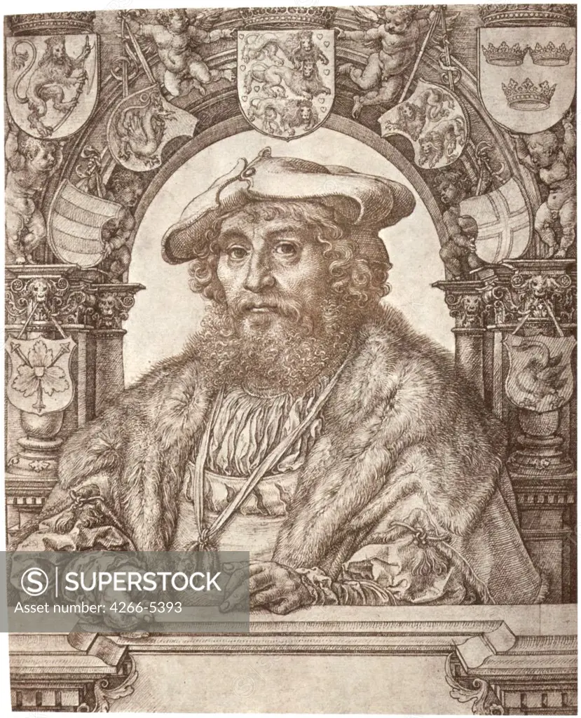 Portrait of Christian II King of Denmark by Jan Gossaert, Pen, brown Indian ink on paper, circa 1524, circa 1478-1532, Private Collection, 26, 7x21, 5