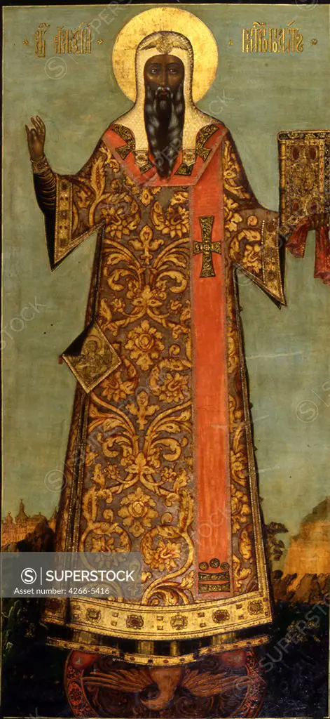 Metropolitan Alexei of Moscow by Vasily Ivanovich Maximov, Tempera on panel, 1699, active 1677-1703, Russia, Moscow, State History Museum,