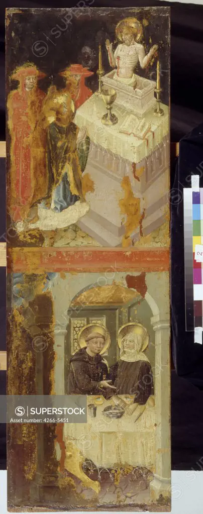 Benedict of Nursia by Austrian master, Tempera on panel, circa 1450, active circa 1440-1450, Russia, Moscow, State A. Pushkin Museum of Fine Arts, 124x40