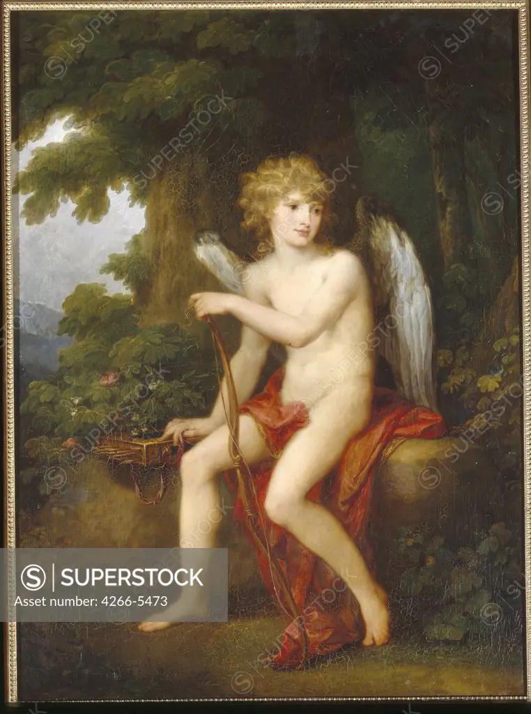 Cupid holding bow by Angelika Kauffmann, Oil on canvas, 1741-1807, Ukraine, Lviv, State Art Gallery