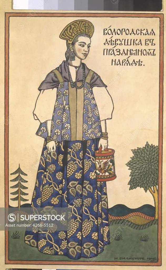 Bilibin, Ivan Yakovlevich (1876-1942) Private Collection 1905 Colour lithograph Art Nouveau Russia 