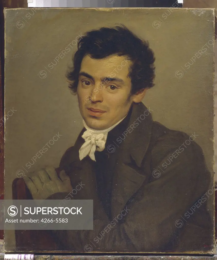 Portrait of russian architect Konstantin Thon by Karl Pavlovich Briullov, Oil on canvas, 1823-1824, 1799-1852, Russia, St. Petersburg, State Russian Museum, 56, 5x51