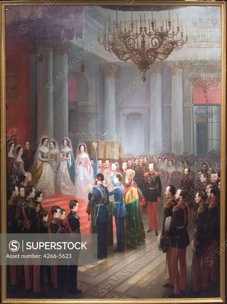 Coronation Oath by Gottfried Willewalde (Bogdan Pavlovich), Oil on canvas, 1861, Neoclassicism, 1818-1903, Russia, St. Petersburg, State Open-air Museum Tsarskoye Selo