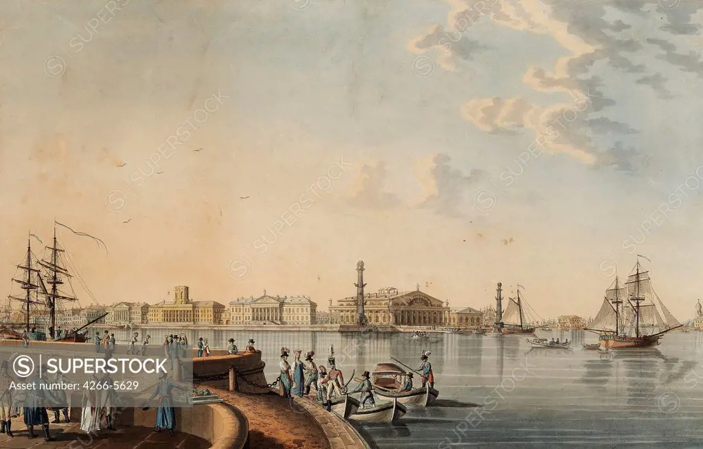Neva River by Benjamin Paterssen, Watercolor on paper, 1807, Classicism, 1748-1815, Russia, St. Petersburg, State Hermitage,
