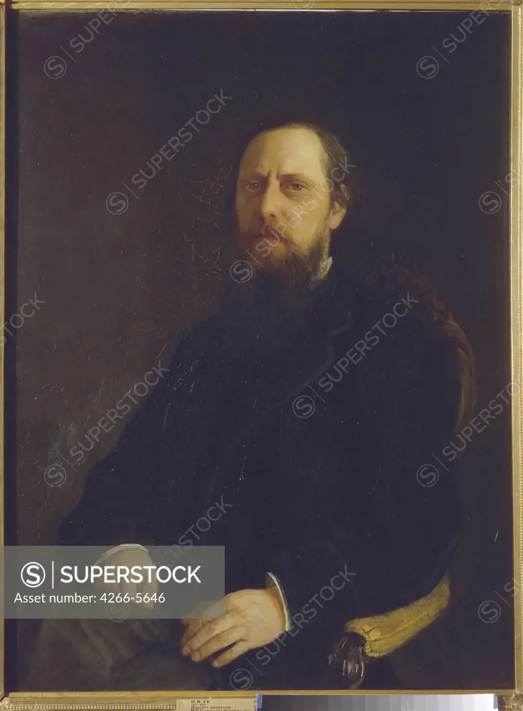 Portrait of Mikhail Saltykov-Shchedrin by Nikolai Nikolayevich Ge, Oil on canvas, 1872, 1831-1894, Russia, St. Petersburg, State Russian Museum, 102x85