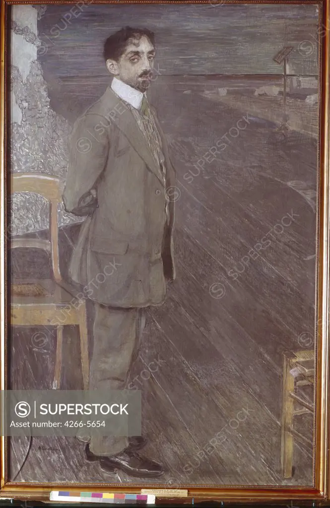 Portrait of Mikhail Kuzmin by Alexander Yakovlevich Golovin, Tempera and pastel on canvas, 1910, 1863-1930, Russia, Moscow, State Tretyakov Gallery, 178x169