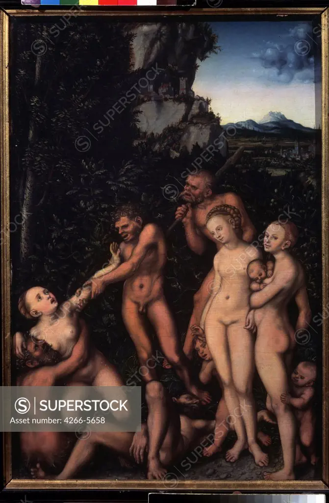 Fruits of jealousy by Lucas Cranach the Elder, Oil on wood, 1530, Renaissance, 1472-1553, Russia, Moscow, State A. Pushkin Museum of Fine Arts, 56, 7x38, 5