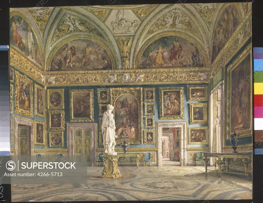 Galleria Palatina by Domenico Caligo, Oil on canvas, 19th century, Neoclassicism, -1880, Russia, St. Petersburg, State Hermitage,