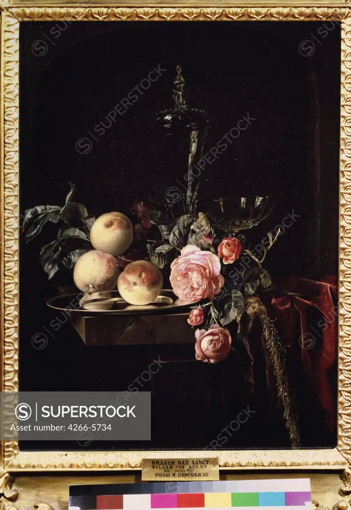 Still life by Willem van Aelst, Oil on canvas, 1659, 1625- after 1683, Russia, Moscow, State A. Pushkin Museum of Fine Arts, 67x52