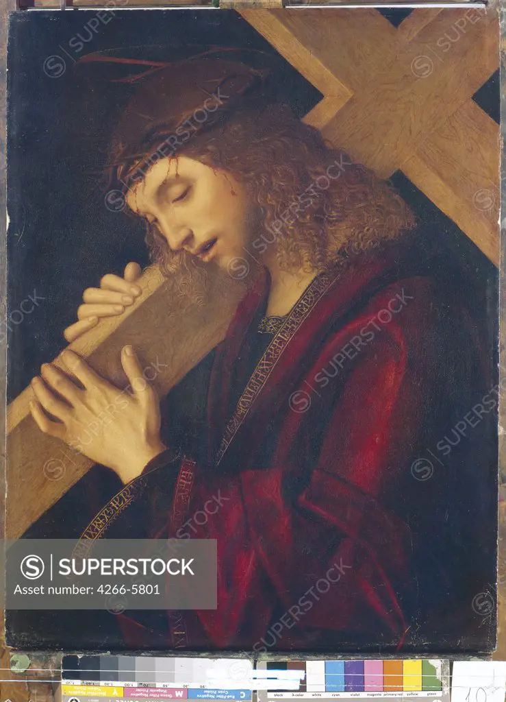 Jesus carrying cross by Gian Francesco Maineri, Tempera and oil on wood, 16th century, Renaissance, 1460-1535, Russia, St. Petersburg, State Hermitage 59,5x45,5