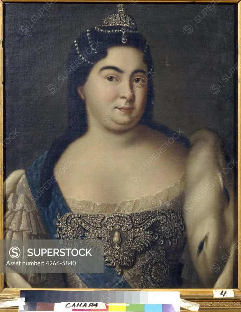 Portrait of Empress Catherine by Anonymous artist, Oil on canvas, 1720s, Classicism, Russia, Samara, State Art Museum, 71x54