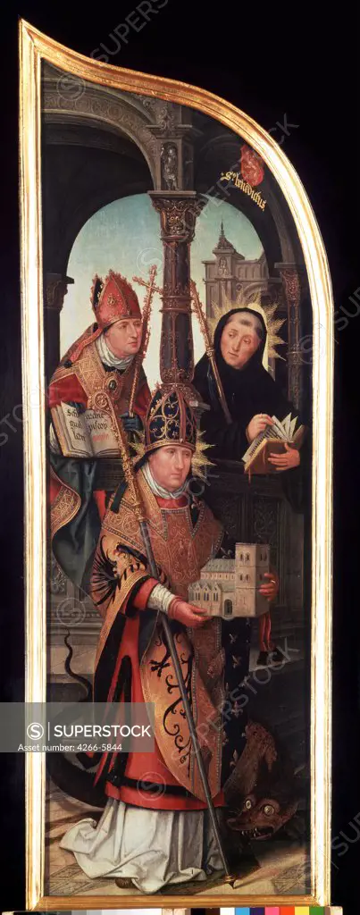 Saints by Jean Bellegambe, Oil on canvas, 1517, 1470-1534, Russia, St. Petersburg, State Hermitage, 103x33