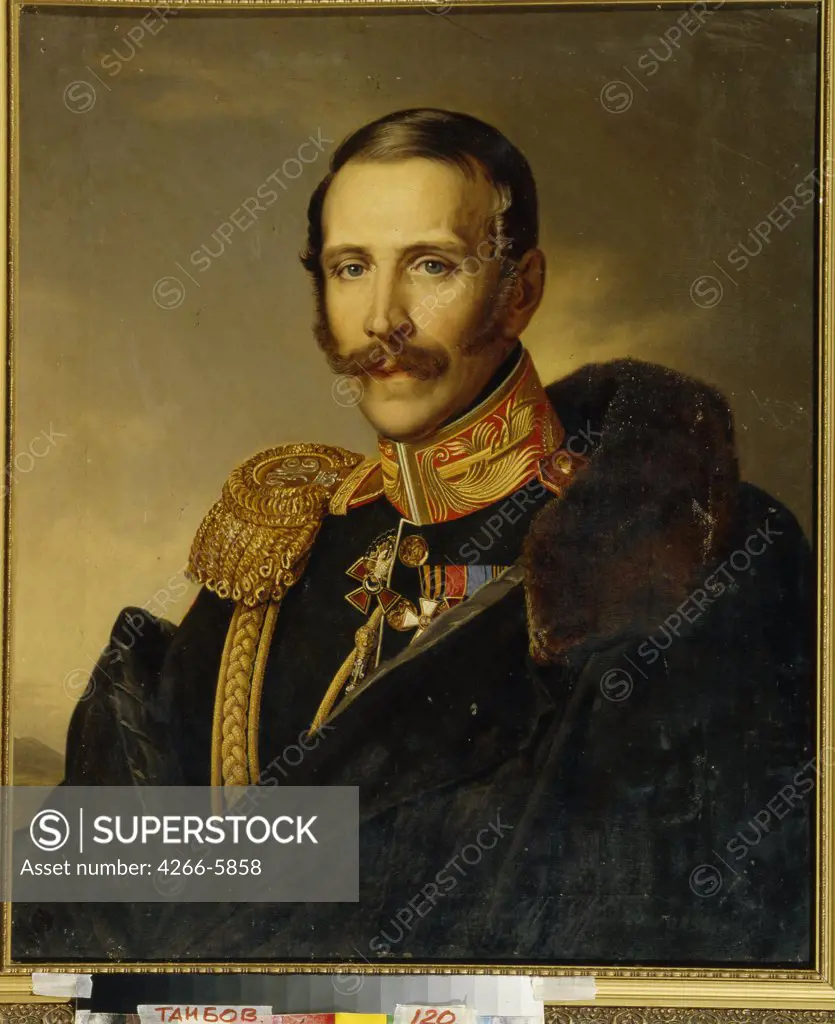 Portrait of Sergei Stroganov by Anonymous artist, Oil on canvas, 19th century, Russia, Tambov, Regional Art Gallery,