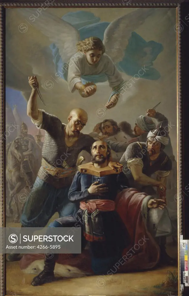 Mongol conquest of Russia by Pimen Nikitich Orlov, Oil on canvas, 1847, 1812-1863, Russia, Tver, Regional Art Gallery, 223,5x134
