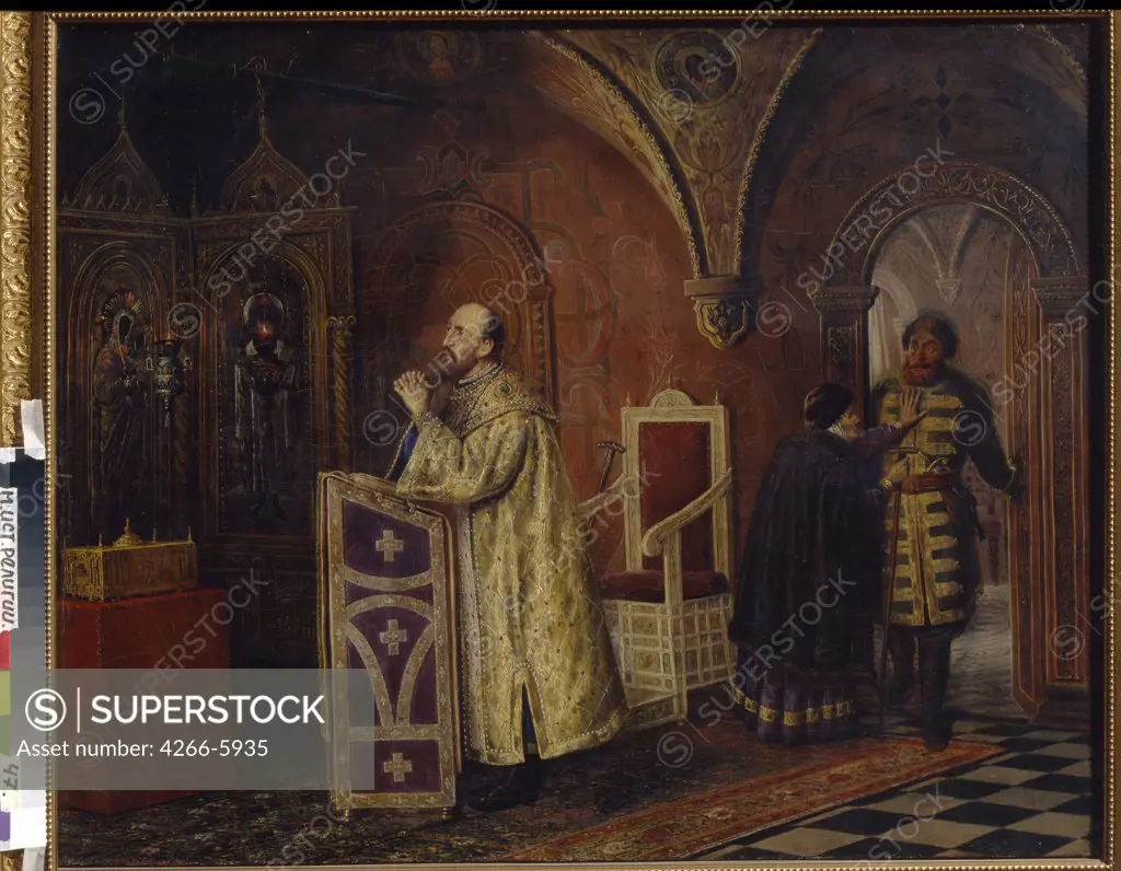 Ivan IV Terrible by Vasili Vladimirovich Pukirev, Oil on canvas, 1884, 1832-1890, Russia, St Petersburg, State Museum of Religious History, 74x93