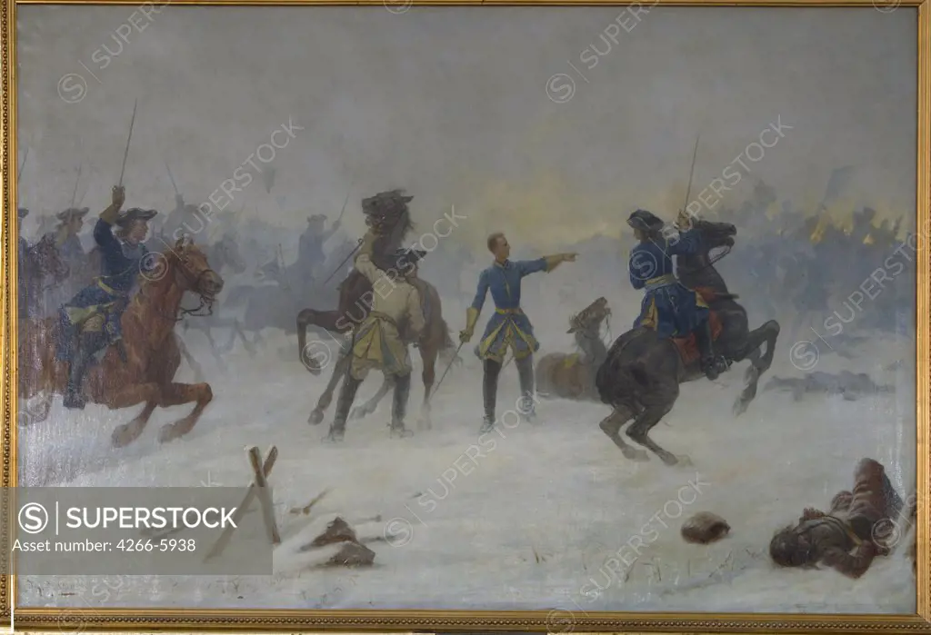 Battle of Narva by Anonymous artist, Oil on canvas, Classicism, Russia, St. Petersburg, State Central Artillery Museum,