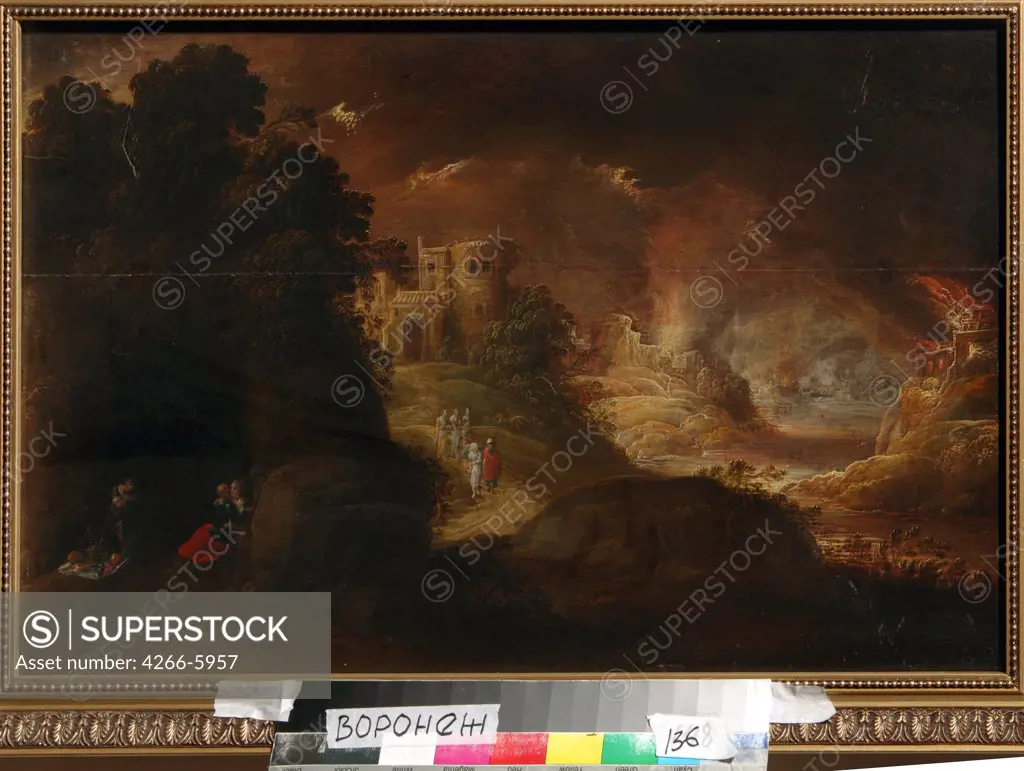 Fire on hill by Rombout van Troyen, Oil on canvas, Baroque, circa1605-circa 1650, Russia, Voronezh, Regional I. Kramskoi Art Museum,