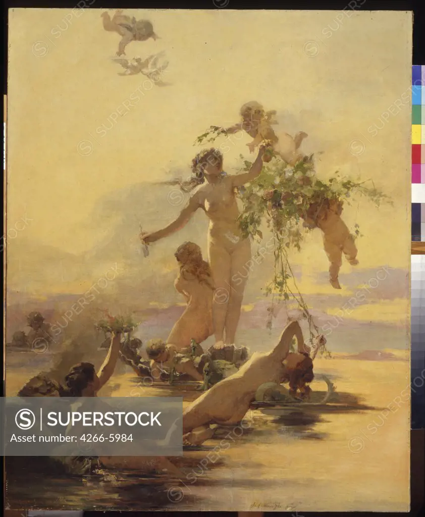 Nereids by Henryk Siemiradzki, oil on canvas, 1843-1902, Ryasan, State Regional I. Pozhalostin Art Museum, 100,5x81,5