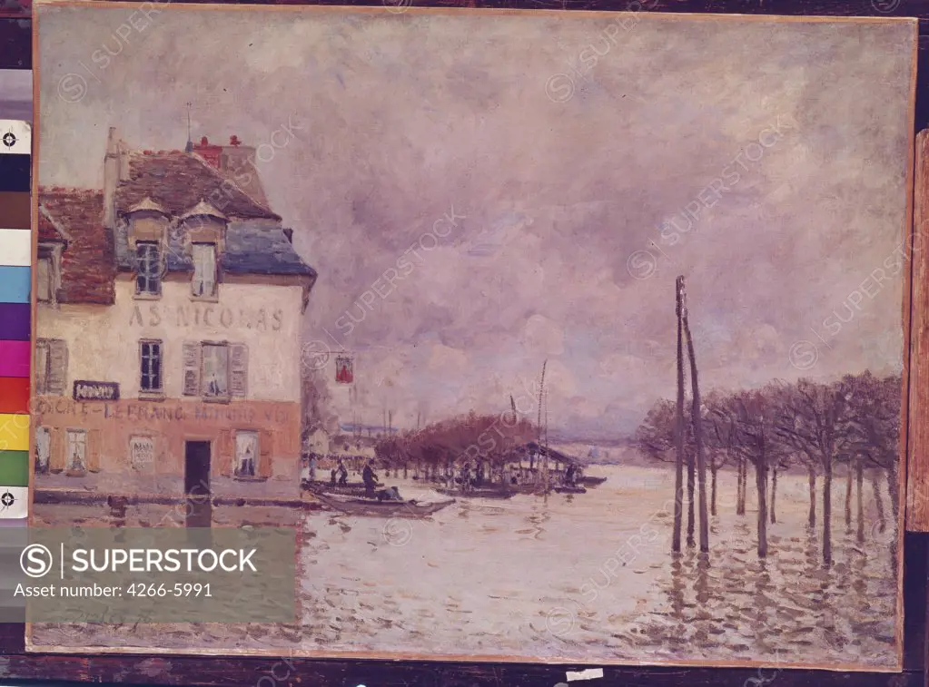 Flood by Alfred Sisley, Oil on canvas, 1876, Impressionism, 1839-1899, France, Rouen, Musee des Beaux-Arts, 60x80