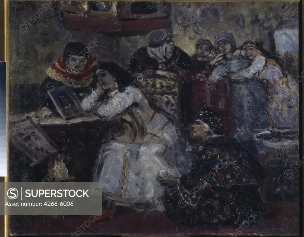 Women at table by Vasili Ivanovich Surikov, Oil on canvas, 1881, 1848-1916, Russia, Moscow, State Tretyakov Gallery, 45x54