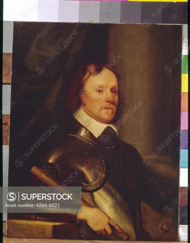 Portrait of Oliver Cromwell by Robert Walker, Oil on wood, 1657, Baroque, 1599-1658, Russia, St. Petersburg, State Hermitage, 39x31