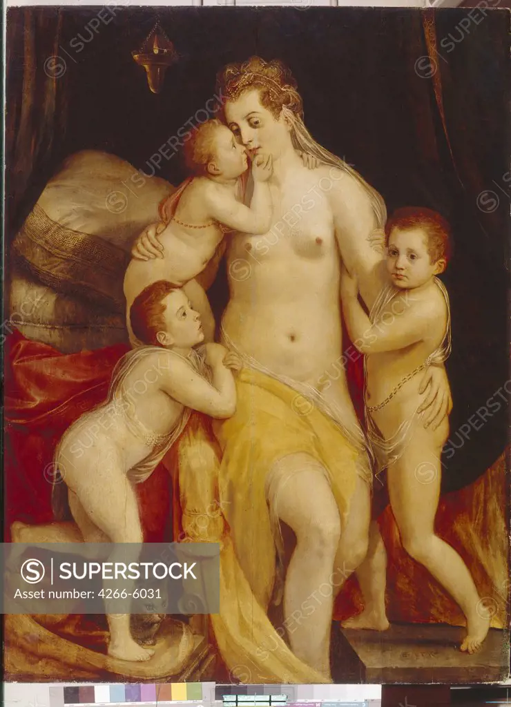 Mother with children by Frans Floris the Elder, Oil on wood, 1519-1570, Russia, St. Petersburg, State Hermitage,156x107