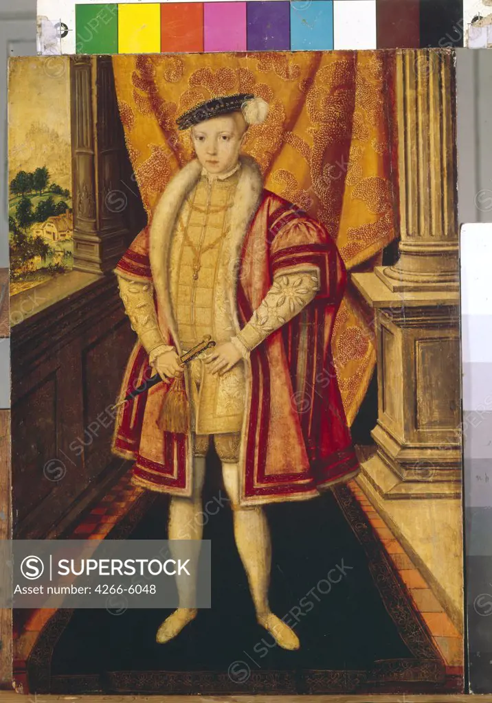 Portrait of King Edward VI of England by Hans Eworthca, Oil on wood, 1547, Renaissance, circa 1520-1574, Russia, St. Petersburg, State Hermitage, 50,5x35,6