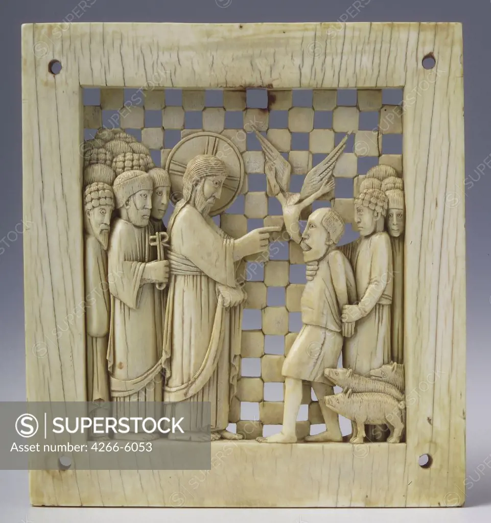 Miracles of Jesus by Master of the Magdeburg Antependium, Ivory, 962-973, Gothic, 10th century, Hessisches Landesmuseum Darmstadt