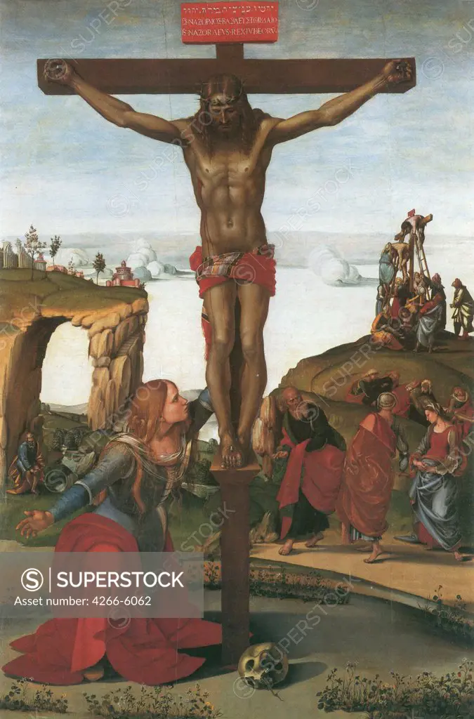 Crucifixion by Luca Signorelli, Tempera on panel, circa 1500, Renaissance, circa 1441-1523, Italy, Florence, Galleria degli Uffizi, 248x165
