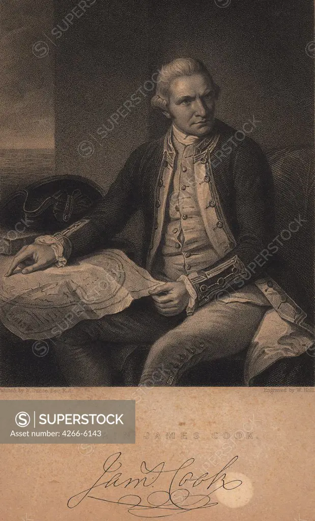 Portrait of James Cook by William Holl the Younger, Etching, Classicism, 1807-1871, Private Collection