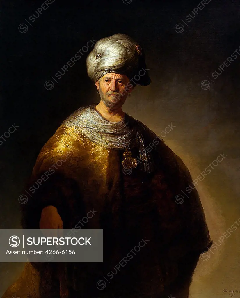 Portrait of man in turban by Rembrandt van Rhijn, oil on canvas, 1632, Baroque, 1606-1669, Usa, New York, Metropolitan Museum of Art,