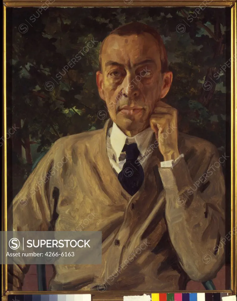 Portrait of Sergei Rakhmaninov by Konstantin Andreyevich Somov, oil on canvas, 1925, 1869-1939, Russia, St. Petersburg, State Russian Museum, 63,7x51,6