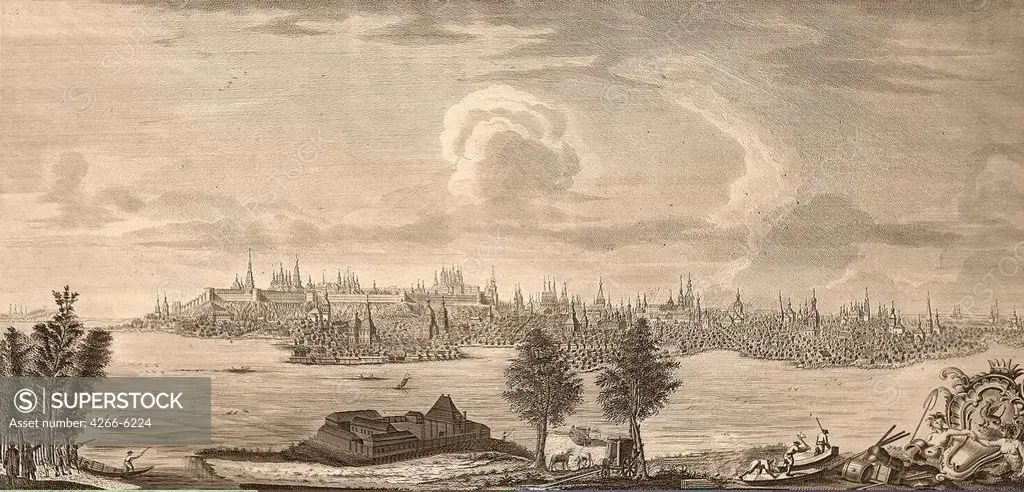 View on Kazan by Nikita Fyodorovich Chelnakov, Etching, 1769, 1734-1790, Russia, St. Petersburg, State Hermitage, 44,2x72