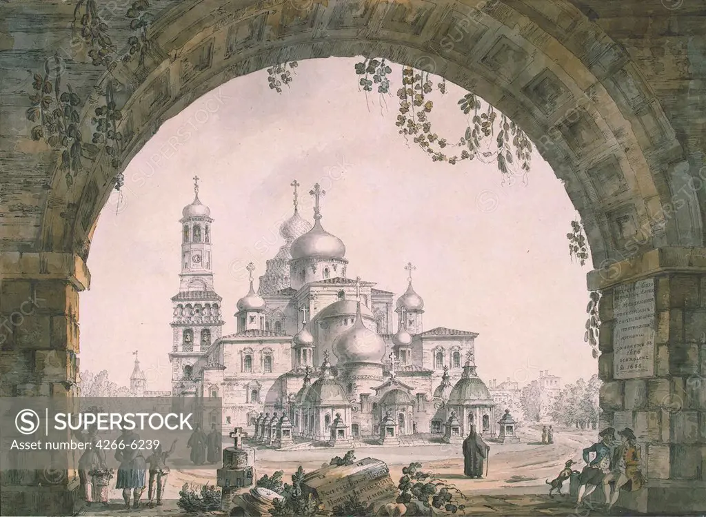 Resurrection cathedral by Giacomo Antonio Domenico Quarenghi, Watercolour and ink on paper, 1797,Classicism, 1744-1817, Russia, St. Petersburg, State Hermitage, St. Petersburg 43,4x57,5