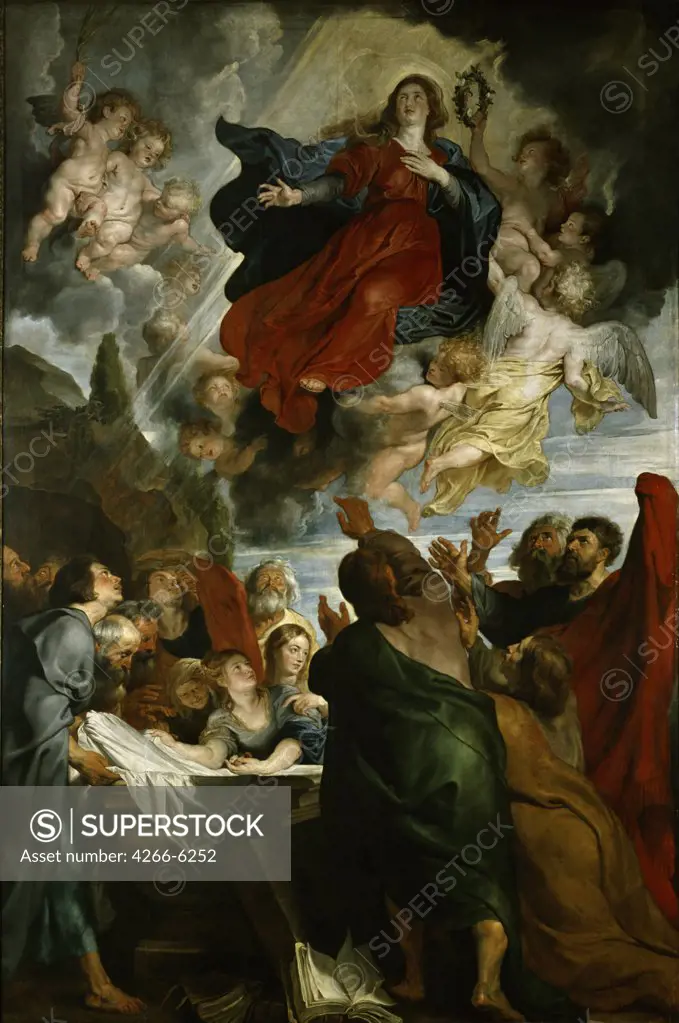 Assumption of Blessed Virgin by Pieter Paul Rubens, Oil on canvas, circa 1616-1618, Baroque, 1577-1640, Germany, Dusseldorf, Sammlung der Kunstakademie