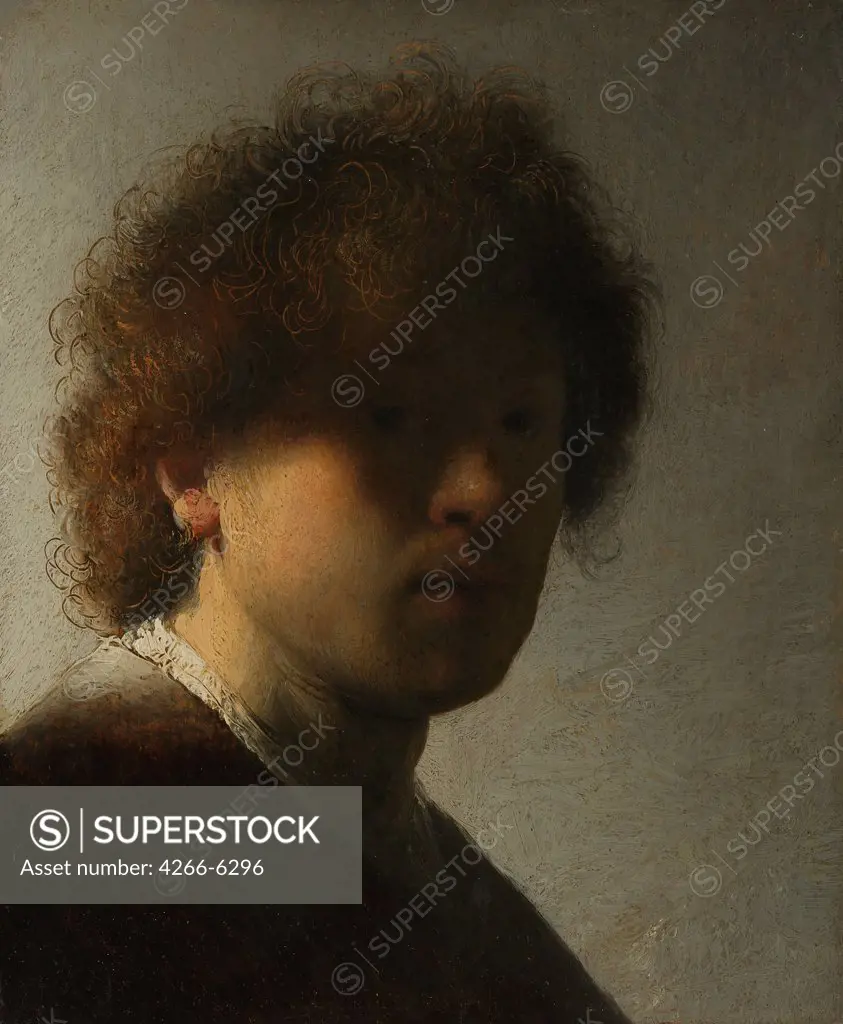 Self portrait by Rembrandt van Rhijn, Oil on wood, 1629, Baroque, 1606-1669, Netherlands, Amsterdam, Rijksmuseum, 22,6x18,7