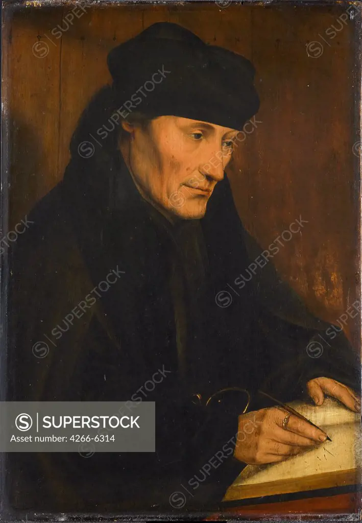 Portrait of Erasmus of Rotterdam by Quentin Matsys, oil on wood, 1600, 1466-1530, Holland, Amsterdam, Rijksmuseum, 39x27