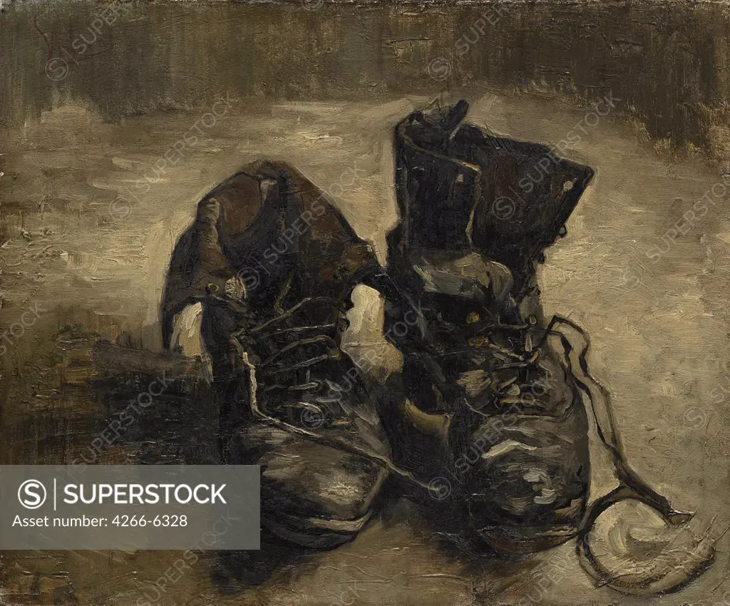 Pair of shoes by Vincent van Gogh, oil on canvas, 1886, 1853-1890, Holland, Amsterdam, Van Gogh Museum, 37,5x45
