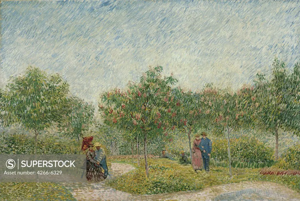 Two amorous couple in park by Vincent van Gogh, oil on canvas, 1887, 1853-1890, Holland, Amsterdam, Van Gogh Museum, 75x112,5